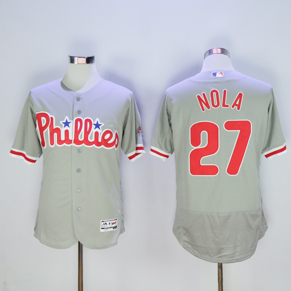 Men Philadelphia Phillies #27 Nola Grey MLB Jerseys->philadelphia phillies->MLB Jersey